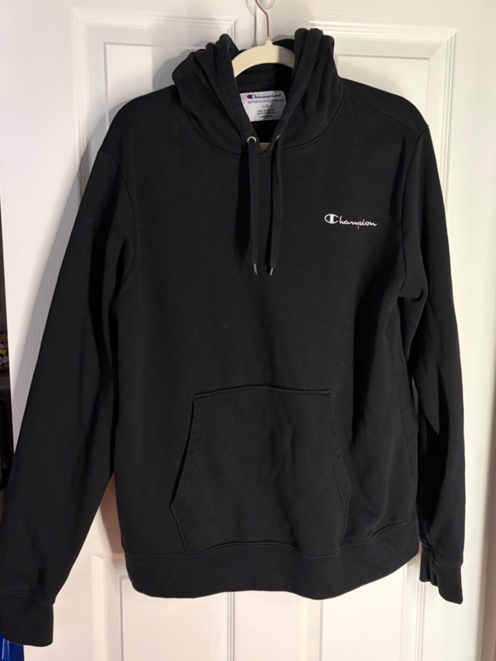 Champion Black Crewneck Hoodie with Script Logo